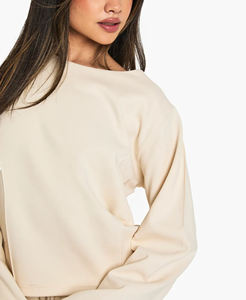 Sweat-shirt en polaire pour femmes en gros, automne/hiver, personnalisé, imprimé en 3D sur l'avant, style décontracté à épaules tombantes, surdimensionné - Product Image 2
