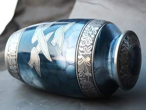 Adult Cremation Urns for Male/Female Funeral Urn for Human Ashes Decorative Urns for Ashes Large <b>Keepsake</b> <b>Box</b> (Butterfly Blue) - Product Image 5