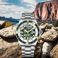 Montre à quartz AURORA camouflage, mouvement Ronda 763, cristal saphir, aiguilles, boîtier en acier inoxydable, qualité militaire, 42 mm, 10 ATM étanche