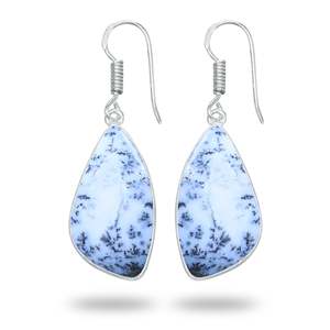 Pendientes de Moda al por Mayor, con Cabujones de Varias Formas, Chapados en Plata, de Latón, con Piedras Preciosas de Ágata Dendrítica y Ópalo, con Gancho - Product Image 3