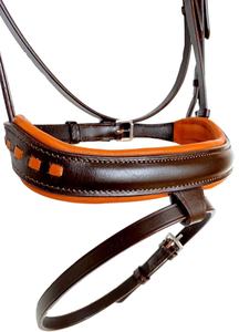 Cómoda tachuela de caballo con brida Hanoverian de cuero marrón con logotipo personalizado con coraza de costura elegante para deportes occidentales - Product Image 3