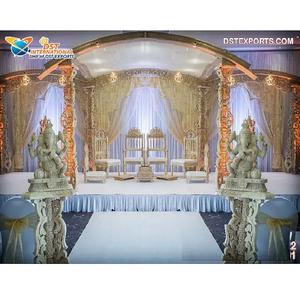 Mandap de Madera para Ceremonia de Boda Padmavati, Mandap de Madera Hindú con Techo, Mandap Gujarati para Bodas, Decoración de Mandap Maharani en EE. UU. - Product Image 1