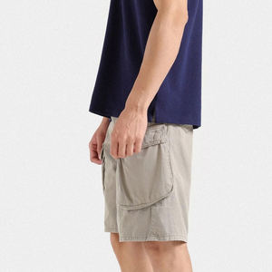 กางเกงขาสั้นกีฬาผู้ชายคุณภาพสูง ผ้าฝ้าย 100% ย้อมสีเรียบ ระบายอากาศ แห้งเร็ว กันยับ กันลม สไตล์ลำลองแบบคาร์โก้ - Product Image 2