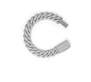 Pulsera de Tenis con Diamantes, Chapada en Oro Blanco de 14K, Plata 925, Pulsera Cubana con Diamantes - Product Image 1