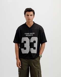 Camiseta personalizada Flame Unit 33 Mesh Jersey Boxy con estampado de sublimación de gran tamaño Y2K Streetwear Retro Mesh Unisex Graphic V Neck - Product Image 5