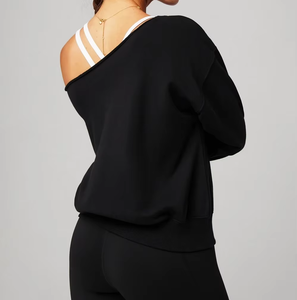 เสื้อสเวตเชิ้ตคอกลมสีสันตัดกันสไตล์ลำลองสำหรับผู้หญิง เสื้อสเวตเชิ้ตแขนยาวแบบสวมหัวสำหรับฤดูหนาว ดีไซน์ถักนิตติ้ง - Product Image 5