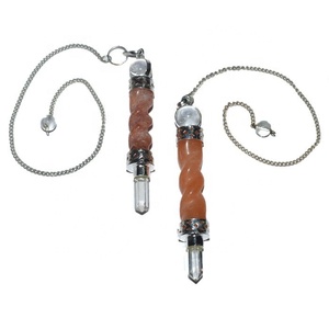 Genuino colgante decoración del hogar péndulo de piedra melocotón Aventurina espiral 3 uds péndulos cristal Natural adivinación bruja artesanía - Product Image 1