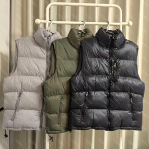 Chaleco de corte personalizado, chaqueta acolchada con cremallera sin mangas holgada informal de talla grande, chaleco para hombre - Product Image 1