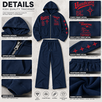 Set Hoodie dan Celana Sweatpants Pria Bahan Katun Tebal Custom, Produsen Tracksuit Streetwear, Tracksuit Bernapas