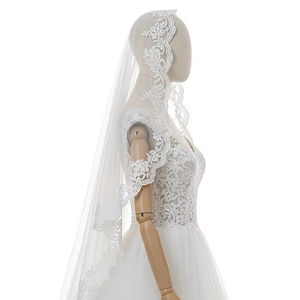 Velos de Novia de Dos Capas con Borde de Encaje Bordado, Tul Suave y Ligero, Accesorio de Boda para Sesión de Fotos de Novia, Ceremonia, Moda - Product Image 4