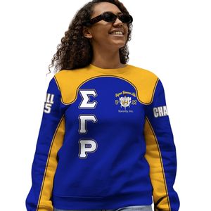 Sweat-shirt de sororité Sigma Gamma Rho bleu et or 1922, col rond, vêtements grecs, polaire premium, pull pour femme, tenue d'hiver, cadeau - Product Image 5