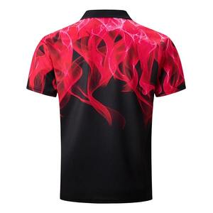 Polos tricotés pour hommes élégants et minces 2025 été polos pour hommes grande taille impression numérique 3D polos à revers à manches courtes avec flamme - Product Image 4