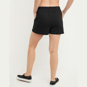 Women's High Waist Terry Cotton Fleece <b>Shorts</b> Custom Brand Logo Printed Wholesale Knitted Breathable <b>Sports</b> <b>Shorts</b> <b>Pocket</b> - Product Image 3