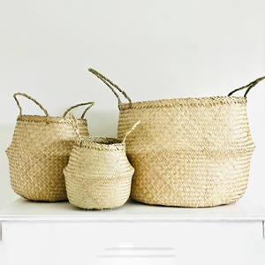 Cesta de algas marinas para almacenamiento de ropa, precio barato, cestas de paja de rafia de hierba marina multifuncional - Product Image 2