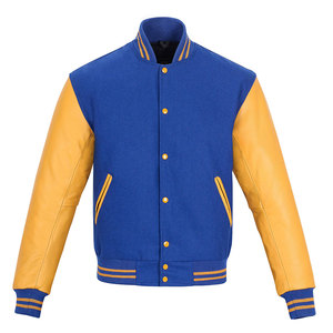 Vestes de baseball pour hommes grande taille, personnalisées, style varsity, coupe-vent, en coton uni, vêtements de rue longs - Product Image 1