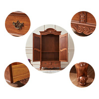 Armoire classique moderne en bois massif avec 2 portes en acajou massif, finition brune, à charnières, pour chambre à coucher et hôtel