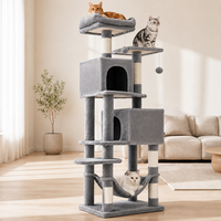 Tour d'escalade pour chat moderne à sept niveaux, écologique, durable, antidérapante, avec double perchoir, condo et poteaux en sisal pour chats