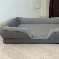 Lit orthopédique de luxe pour chiens de taille moyenne, canapé carré imperméable en fibre avec housse amovible, emballage en carton écologique