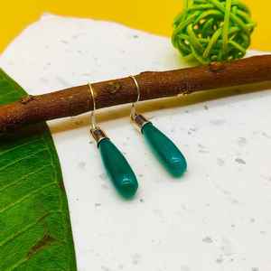 925 argent Sterling vert Onyx Briolette boucles d'oreilles goutte fête porter des bijoux de mariage religieux avec de l'or pour cadeau - Product Image 3