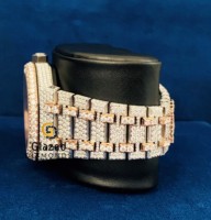 Reloj de Pulsera Personalizado con Esfera Analógica, Movimiento Mecánico ETA, Acero Inoxidable, Adornado con Moissanita, Diamantes de Claridad VVS, Tourbillon y Fecha