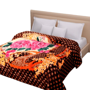 ผ้าห่มขนเป็ด2ชั้นสำหรับฤดูหนาวผ้าห่มขนมิงค์พิมพ์ลายสีทึบผ้าโพลีเอสเตอร์100% - Product Image 1