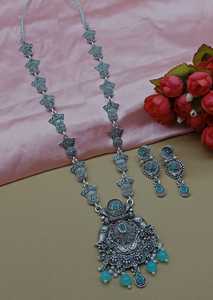 ชุดสร้อยคอยาวสีเงินสีดำสำหรับผู้หญิงและเด็กผู้หญิงชุดสร้อยคอแฟชั่นดีไซน์ใหม่ล่าสุดสำหรับผู้หญิงและเด็กผู้หญิง - Product Image 2