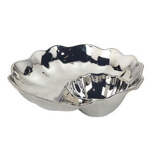 Plato DE SERVICIO DE ALUMINIO redondo de lujo con cuenco de inmersión Bandeja de aperitivos de varias secciones para fiestas y eventos - Product Image 4