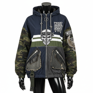 Coupe-vent pour femmes 180 Tissu en nylon GSM avec panneaux de manches camouflage Broderie personnalisée et patch Logo Veste coupe-vent pour femmes - Product Image 1