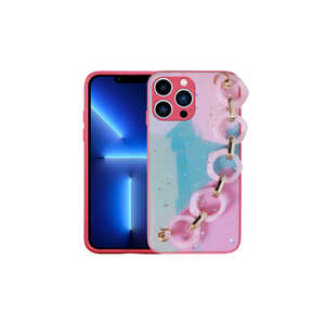 Coque en silicone rose foncé à motif pailleté pour iPhone 13 Pro Max 14 Plus avec dragonne et support, logo personnalisable, étuis pour téléphones portables - Product Image 1