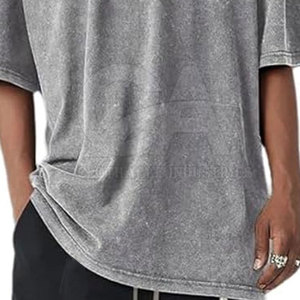 เสื้อยืดโอเวอร์ไซส์ทรงหลวมสำหรับผู้ชาย ผ้าคอตตอนหนา ซักฟอกแบบแอซิดวอช เสื้อยืดโอเวอร์ไซส์ผ้าคอตตอนเรียบง่าย ซักฟอกแล้ว ระบายอากาศได้ดี - Product Image 2