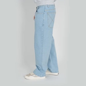 Jean baggy pour homme, coupe ample, style vintage délavé, avec logo personnalisé, en denim de coton, noir, bleu, délavé, streetwear - Product Image 3