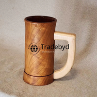 Tazza in Legno Artigianale Tradebyd - Ecologica, Riutilizzabile, Sicura per Alimenti, Design Classico, Rivestimento Anticorrosione, Manico Integrato, Unisex