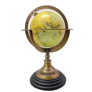 Handmade Brass armillary Sphere Globe 10.7 "cao cổ bản đồ thế giới với Apple <span class=keywords><strong>Green</strong></span> & Yellow, xoay bàn cho home & văn phòng - Product Image 1
