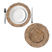 Centres de table Assiette de présentation et décoration en rotin Fournisseur de gros Napperons ronds en rotin durable Réglage de la table