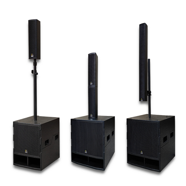 L-SOLUTION L15S 15" Active Subwoofer & 4" Column Speaker Line Array Hi-Res Audio System Eco-Friendly Durable Portable Wood