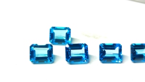 Venta caliente 7x9mm para Topacio Azul suizo Corte esmeralda de alta calidad Facetado Tratamiento térmico Aqua Crystal Octagons Natural al por mayor - Product Image 4