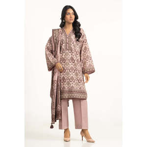 IUSTKSD-1378 Ensemble décontracté 3 pièces pour femme en coton 100% respirant imprimé Khaddar - Product Image 2