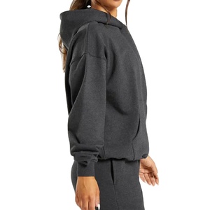 Pull à capuche unisexe vintage délavé à l'acide pour femmes hiver décontracté recadrée ourlet brut ensemble respirant et vente en gros - Product Image 1