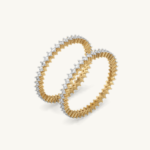 Anillo de Eternidad de Oro Amarillo con Diamantes, Engaste Pavé, Corte Brillante Redondo, Geométrico Clásico, Joyería de Boda Unisex - Product Image 2