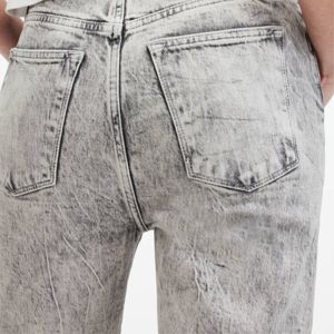 Venta al por mayor personalizado mujeres estiramiento pantalones de mezclilla de cintura alta de color sólido transpirable pantalones vaqueros de pierna ancha - Product Image 6