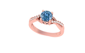 Bague de fiançailles délicate en or 14K 18K avec saphir bleu, sertie pavé, personnalisable OEM, bijoux fins pour femme - Product Image 2