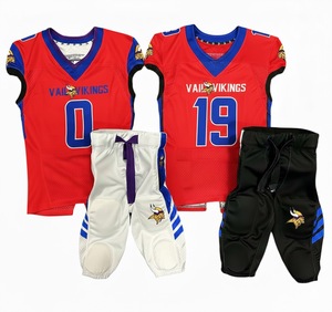 บริการ OEM ราคาถูก เสื้อฟุตบอลอเมริกันพิมพ์ลายดิจิทัล ชุดทีม ไซส์ใหญ่ ระบายอากาศ แห้งเร็ว โพลีเอสเตอร์ 100% สำหรับทุกเพศ - Product Image 1