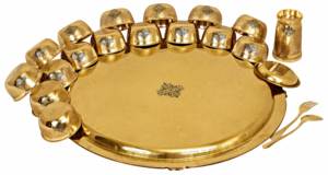 IndianArtVilla Juego de cena de diseño en relieve de latón puro de 21 piezas, 20 "pulgadas para servir y comer-Artículo de regalo - Product Image 2