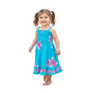 Abito Estivo alla Moda per Bambine in Rayon con Stampa Floreale, Senza Maniche e Arricciato - Product Image 3