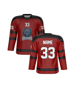 Ropa Deportiva de Hockey sobre Hielo de Alta Calidad, Jersey de Hockey sobre Hielo Rojo y Negro, Ropa de Equipo, Jersey de Hockey sobre Hielo con Estampado por Sublimación Personalizado, Unisex - Product Image 1