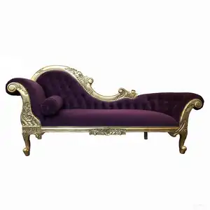 Chaise longue baroque royale canapé de mariage en velours violet pour salon mariage événement Chaise longue