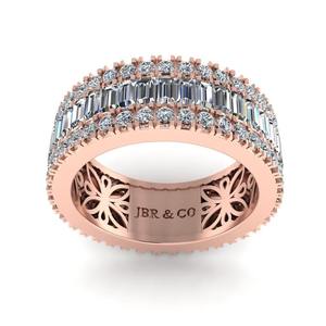 Baguette populaire et diamant rond plaqué or rose 925 argent pavé ensemble bande de mariage mode de luxe au prix de gros - Product Image 3