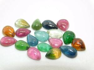 Pierre de guérison en forme de poire, cabochon en vrac, cristaux multicolores, pour la fabrication de bijoux. - Product Image 3