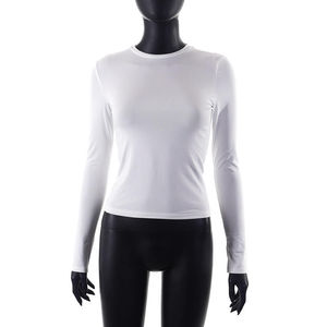 Vente en gros OEM de t-shirts bon marché essentiels pour femmes streetwear personnalisé à manches longues haut de gamme uni pour filles - Product Image 4