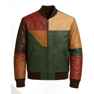 Chaqueta de Cuero con Paneles Decorativos y Forro Interior Suave para Hombre, Chaqueta Casual de Cuero con Paneles Decorativos para Hombre - Product Image 1